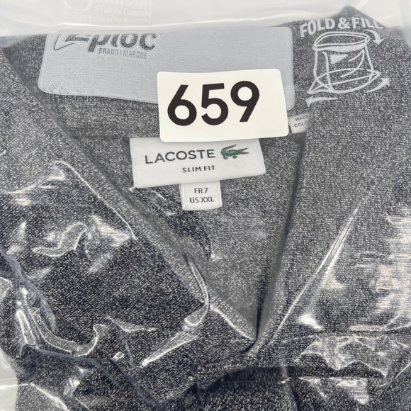 Lacoste Polo Shirt Men XXL Gray Heather Slim Fit Short Sleeve Cotton - Picture 9 of 9